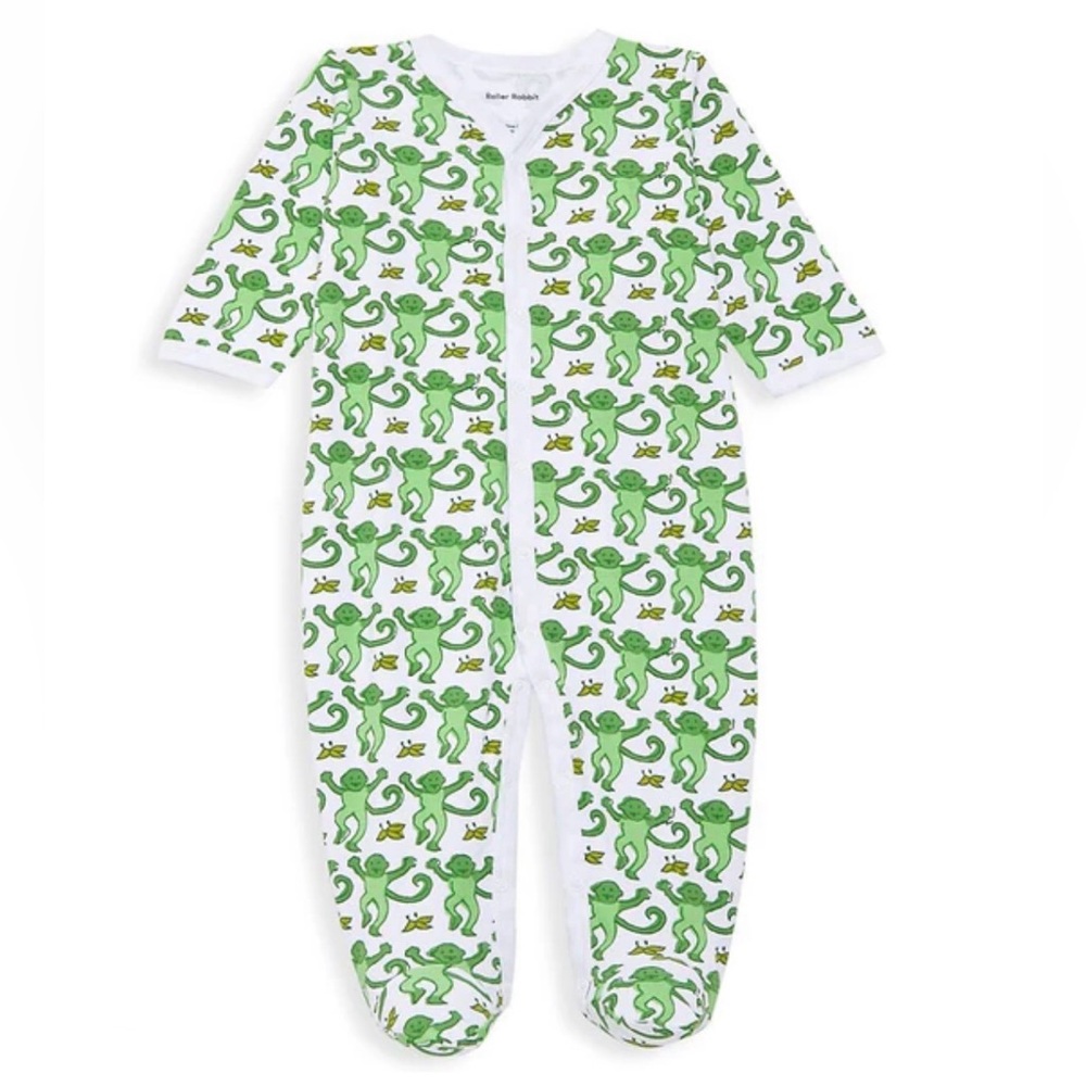 NWT Roller Rabbit infant footie PJ with matching hat